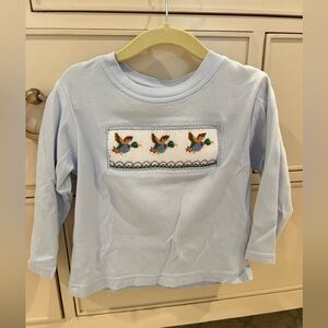 Anavina Smocked Boys long sleeve shirt with ducks